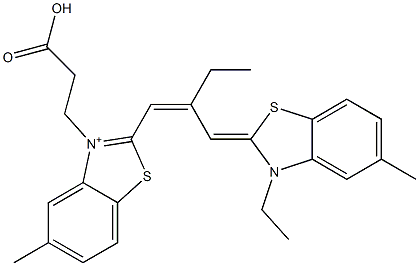 3-(2-Carboxyethyl)-2-[2-[(3-ethyl-5-methylbenzothiazol-2(3H)-ylidene)methyl]-1-butenyl]-5-methylbenzothiazol-3-ium Structure