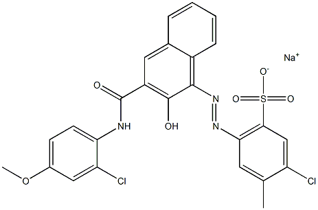 3-Chloro-4-methyl-6-[[3-[[(2-chloro-4-methoxyphenyl)amino]carbonyl]-2-hydroxy-1-naphtyl]azo]benzenesulfonic acid sodium salt Structure