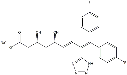 (3R,5S,6E)-9,9-Bis(4-fluorophenyl)-3,5-dihydroxy-8-[1H-tetrazol-5-yl]-6,8-nonadienoic acid sodium salt Structure