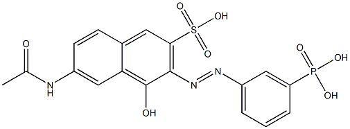6-(Acetylamino)-4-hydroxy-3-[(3-phosphonophenyl)azo]-2-naphthalenesulfonic acid 구조식 이미지