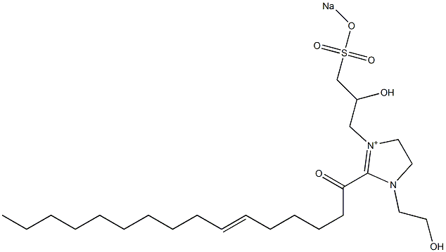 1-(2-Hydroxyethyl)-3-[2-hydroxy-3-(sodiooxysulfonyl)propyl]-2-(6-hexadecenoyl)-2-imidazoline-3-ium 구조식 이미지