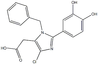 1-Benzyl-4-chloro-2-(3,4-dihydroxyphenyl)-1H-imidazole-5-acetic acid 구조식 이미지
