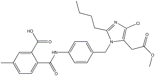 2-Butyl-4-chloro-1-[4-[2-(hydroxycarbonyl)-4-methylbenzoylamino]benzyl]-1H-imidazole-5-acetic acid methyl ester Structure