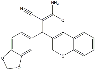 2-Amino-4-[3,4-(methylenebisoxy)phenyl]-4H,5H-[1]benzothiopyrano[4,3-b]pyran-3-carbonitrile Structure