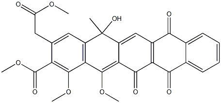 1,14-Dimethoxy-5-hydroxy-5-methyl-2-(methoxycarbonyl)-3-[(methoxycarbonyl)methyl]-13-oxo-7,12-pentacenedione Structure