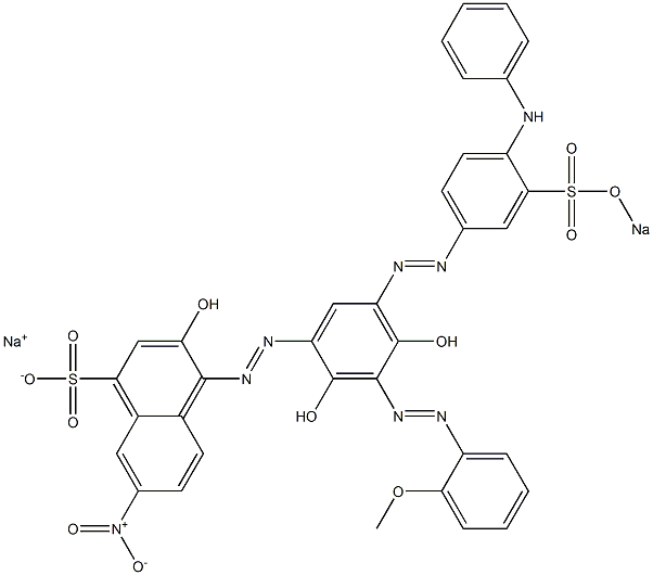 1-[5-[4-Anilino-3-(sodiooxysulfonyl)phenylazo]-2,4-dihydroxy-3-(2-methoxyphenylazo)phenylazo]-2-hydroxy-6-nitro-4-naphthalenesulfonic acid sodium salt 구조식 이미지