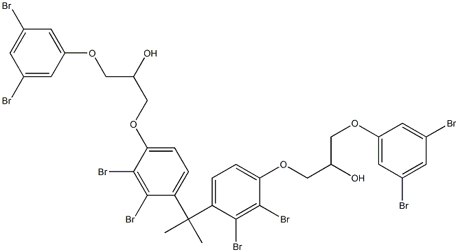 2,2-Bis[2,3-dibromo-4-[2-hydroxy-3-(3,5-dibromophenoxy)propyloxy]phenyl]propane Structure