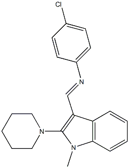 1-Methyl-3-[[(4-chlorophenyl)imino]methyl]-2-piperidino-1H-indole Structure