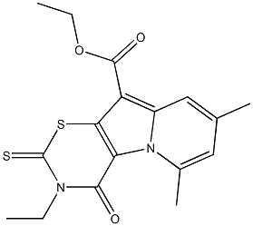 3,4-Dihydro-4-oxo-2-thioxo-3-ethyl-6,8-dimethyl-2H-1,3-thiazino[6,5-b]indolizine-10-carboxylic acid ethyl ester Structure