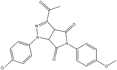 1,3a,4,5,6,6a-Hexahydro-3-acetyl-4,6-dioxo-5-(4-methoxyphenyl)-1-(4-chlorophenyl)pyrrolo[3,4-c]pyrazole 구조식 이미지