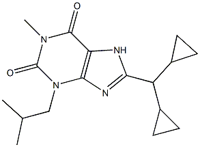 1-Methyl-3-isobutyl-8-(dicyclopropylmethyl)-7H-purine-2,6(1H,3H)-dione Structure