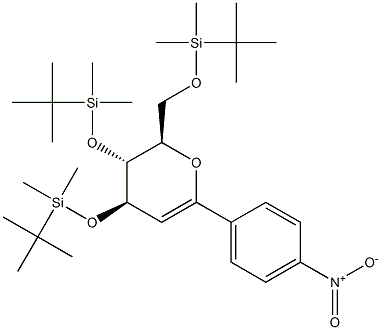 (4R,5R,6R)-5,6-Dihydro-2-(4-nitrophenyl)-4,5-bis(tert-butyldimethylsilyloxy)-6-(tert-butyldimethylsilyloxymethyl)-4H-pyran 구조식 이미지