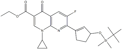 1,4-Dihydro-6-fluoro-7-[3-[dimethyl(tert-butyl)silyloxy]-1-cyclopenten-1-yl]-4-oxo-1-cyclopropyl-1,8-naphthyridine-3-carboxylic acid ethyl ester Structure