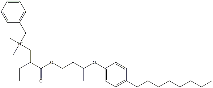 N,N-Dimethyl-N-benzyl-N-[2-[[3-(4-octylphenyloxy)butyl]oxycarbonyl]butyl]aminium 구조식 이미지