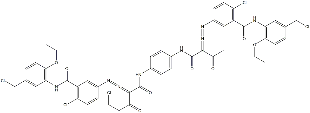 3,3'-[2-(Chloromethyl)-1,4-phenylenebis[iminocarbonyl(acetylmethylene)azo]]bis[N-[3-(chloromethyl)-6-ethoxyphenyl]-6-chlorobenzamide] Structure