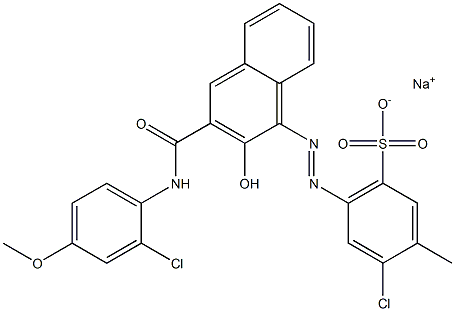 4-Chloro-3-methyl-6-[[3-[[(2-chloro-4-methoxyphenyl)amino]carbonyl]-2-hydroxy-1-naphtyl]azo]benzenesulfonic acid sodium salt Structure