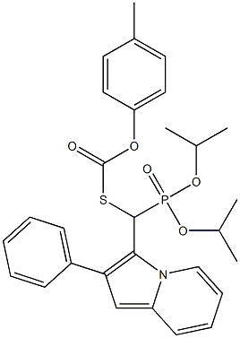 Thiocarbonic acid S-[(2-phenylindolizin-3-yl)[bis(isopropyloxy)phosphinyl]methyl]O-(4-methylphenyl) ester Structure