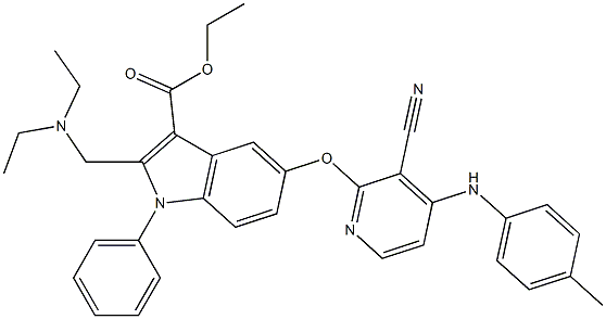 1-Phenyl-2-[(diethylamino)methyl]-5-[3-cyano-4-[(4-methylphenyl)amino]pyridin-2-yloxy]-1H-indole-3-carboxylic acid ethyl ester Structure