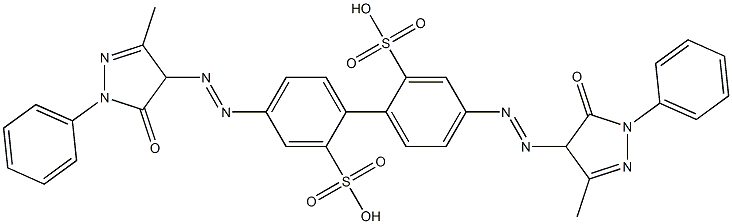 4,4'-Bis(4,5-dihydro-1-phenyl-3-methyl-5-oxo-1H-pyrazol-4-ylazo)biphenyl-2,2'-disulfonic acid 구조식 이미지
