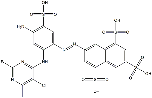 7-[[4-Amino-2-[(5-chloro-2-fluoro-6-methylpyrimidin-4-yl)amino]-5-sulfophenyl]azo]-1,3,5-naphthalenetrisulfonic acid 구조식 이미지