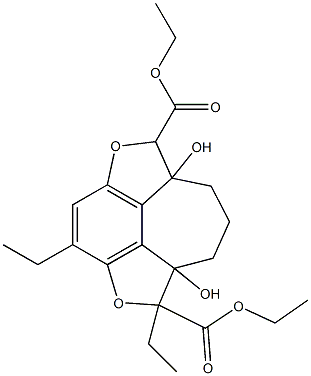 1,6-Diethyl-6a,9a-dihydroxy-6,6a,7,8,9,9a-hexahydro-2,5-dioxa-1H-cyclohept[jkl]-as-indacene-1,6-dicarboxylic acid diethyl ester 구조식 이미지