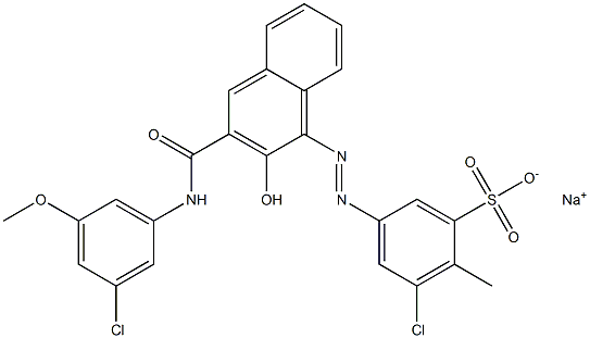 3-Chloro-2-methyl-5-[[3-[[(3-chloro-5-methoxyphenyl)amino]carbonyl]-2-hydroxy-1-naphtyl]azo]benzenesulfonic acid sodium salt Structure