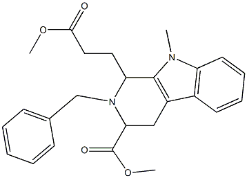 2-Benzyl-3-(methoxycarbonyl)-9-methyl-1,2,3,4-tetrahydro-9H-pyrido[3,4-b]indole-1-propanoic acid methyl ester Structure