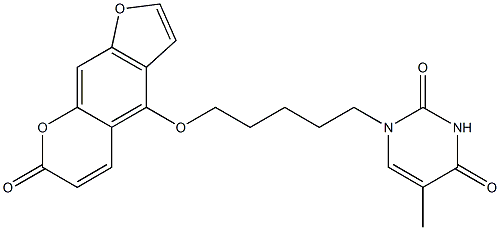 4-[5-[(1,2,3,4-Tetrahydro-5-methyl-2,4-dioxopyrimidin)-1-yl]pentyloxy]-7H-furo[3,2-g][1]benzopyran-7-one 구조식 이미지