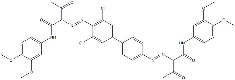 4,4'-Bis[[1-(3,4-dimethoxyphenylamino)-1,3-dioxobutan-2-yl]azo]-3,5-dichloro-1,1'-biphenyl 구조식 이미지