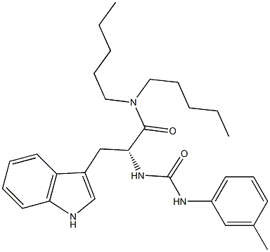 (R)-2-[3-(3-Methylphenyl)ureido]-3-(1H-indol-3-yl)-N,N-dipentylpropanamide 구조식 이미지