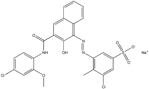 3-Chloro-4-methyl-5-[[3-[[(4-chloro-2-methoxyphenyl)amino]carbonyl]-2-hydroxy-1-naphtyl]azo]benzenesulfonic acid sodium salt 구조식 이미지