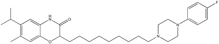 2-[9-[4-(4-Fluorophenyl)piperazin-1-yl]nonyl]-6-isopropyl-7-methyl-2H-1,4-benzoxazin-3(4H)-one 구조식 이미지