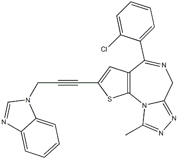 4-(2-Chlorophenyl)-9-methyl-2-[3-(1H-benzimidazol-1-yl)-1-propynyl]-6H-thieno[3,2-f][1,2,4]triazolo[4,3-a][1,4]diazepine Structure