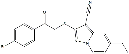 2-[[(4-Bromophenylcarbonyl)methyl]thio]-5-ethyl-pyrazolo[1,5-a]pyridine-3-carbonitrile Structure