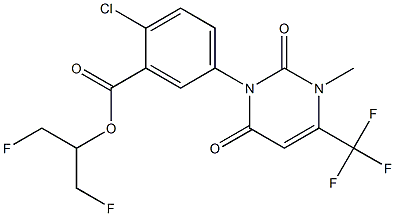 2-Chloro-5-[[4-(trifluoromethyl)-2,6-dihydro-3-methyl-2,6-dioxopyrimidin]-1(3H)-yl]benzoic acid 2-fluoro-1-(fluoromethyl)ethyl ester 구조식 이미지