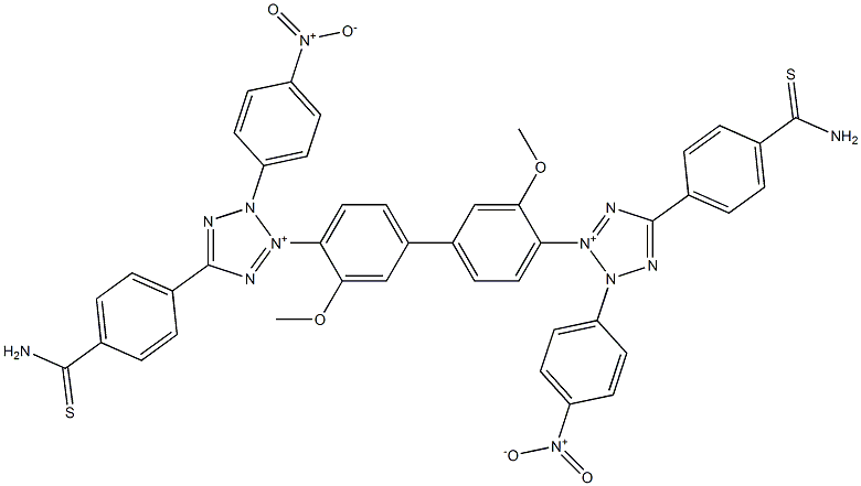 3,3'-[3,3'-Dimethoxy[1,1'-biphenyl]-4,4'-diyl]bis[5-[4-(aminothioxomethyl)phenyl]-2-(4-nitrophenyl)-2H-tetrazol-3-ium] 구조식 이미지