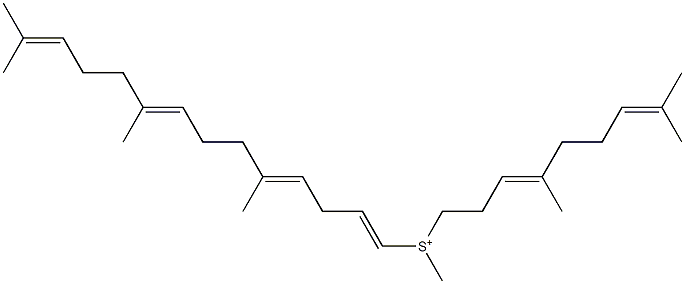 [(3E)-4,8-Dimethyl-3,7-nonadien-1-yl][(4E,8E)-5,9,13-trimethyl-1,4,8,12-tetradecatetren-1-yl](methyl)sulfonium 구조식 이미지