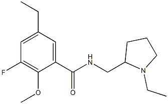 N-[(1-Ethyl-2-pyrrolidinyl)methyl]-2-methoxy-5-ethyl-3-fluorobenzamide 구조식 이미지