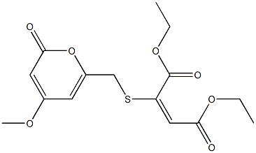 2-[(4-Methoxy-6-oxo-6H-pyran-2-yl)methylthio]maleic acid diethyl ester 구조식 이미지