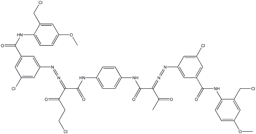 3,3'-[2-(Chloromethyl)-1,4-phenylenebis[iminocarbonyl(acetylmethylene)azo]]bis[N-[2-(chloromethyl)-4-methoxyphenyl]-5-chlorobenzamide] 구조식 이미지