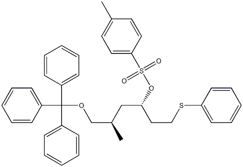 4-Methylbenzenesulfonic acid (1S,3R)-1-(2-phenylthioethyl)-3-methyl-4-triphenylmethoxybutyl ester 구조식 이미지