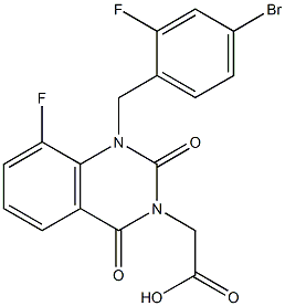 1-(4-Bromo-2-fluorobenzyl)-1,2,3,4-tetrahydro-8-fluoro-2,4-dioxoquinazoline-3-acetic acid Structure