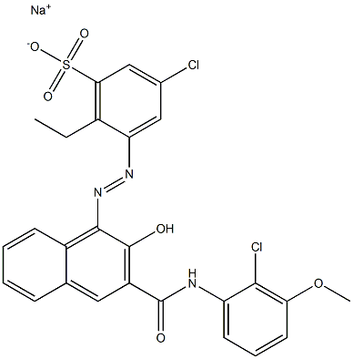 3-Chloro-6-ethyl-5-[[3-[[(2-chloro-3-methoxyphenyl)amino]carbonyl]-2-hydroxy-1-naphtyl]azo]benzenesulfonic acid sodium salt Structure