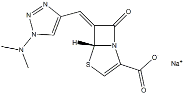 (5R,6Z)-6-[[1-(Dimethylamino)-1H-1,2,3-triazol-4-yl]methylene]-7-oxo-4-thia-1-azabicyclo[3.2.0]hept-2-ene-2-carboxylic acid sodium salt 구조식 이미지