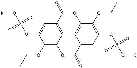 2,7-Bis(potassiooxysulfonyloxy)-3,8-diethoxy[1]benzopyrano[5,4,3-cde][1]benzopyran-5,10-dione Structure