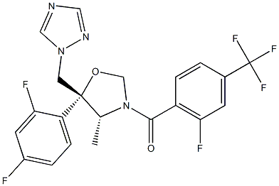 (4R,5R)-5-(2,4-Difluorophenyl)-4-methyl-3-[4-(trifluoromethyl)-6-fluorobenzoyl]-5-[(1H-1,2,4-triazol-1-yl)methyl]oxazolidine 구조식 이미지