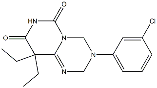 9,9-Diethyl-3-(3-chlorophenyl)-3,4-dihydro-2H-pyrimido[1,6-a]-1,3,5-triazine-6,8(7H,9H)-dione 구조식 이미지