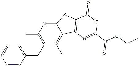 7,9-Dimethyl-8-benzyl-4-oxo-4H-pyrido[3',2':4,5]thieno[3,2-d][1,3]oxazine-2-carboxylic acid ethyl ester Structure