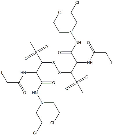 3,3'-Dithiobis[N',N'-bis(2-chloroethyl)-2-(iodoacetyl)amino-3-methylsulfonylpropionic acid hydrazide] 구조식 이미지