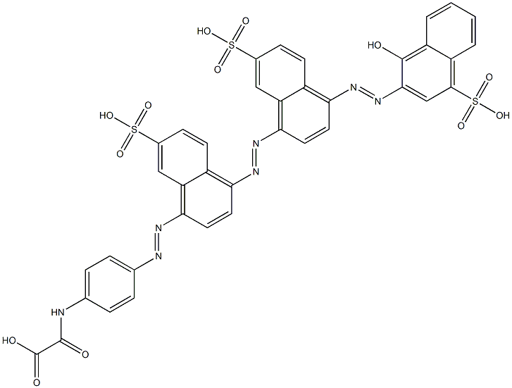 2-[[4-[[4-[[4-[(1-Hydroxy-4-sulfo-2-naphtyl)azo]-7-sulfo-1-naphtyl]azo]-7-sulfo-1-naphtyl]azo]phenyl]amino]-2-oxoacetic acid 구조식 이미지